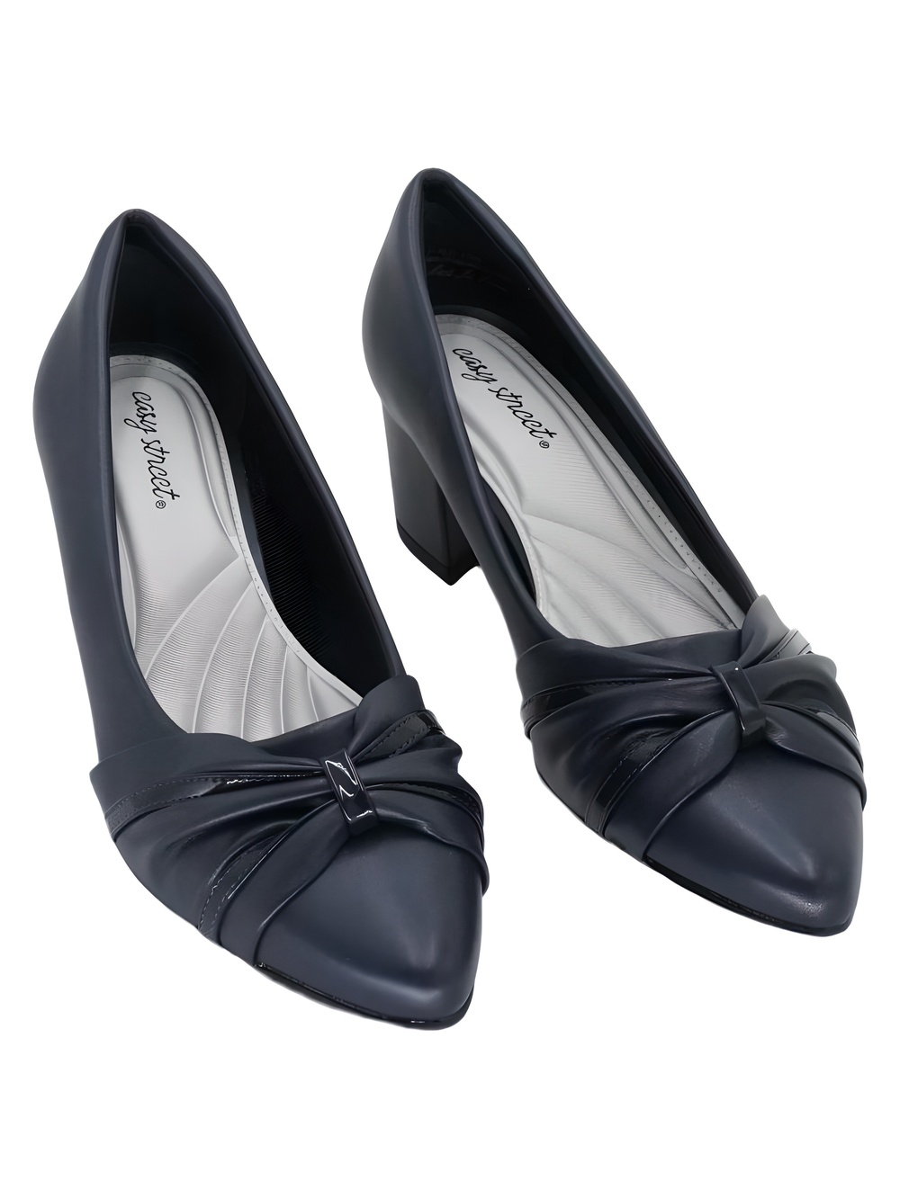 Easy Street Millie Navy Patent 1.5" Block Heel Pumps Size 10W